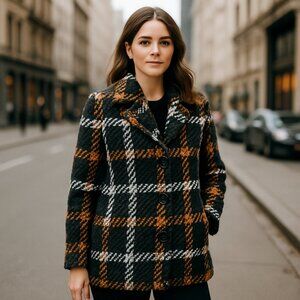 MICHAEL TYLER | Brown, Cream & Grey Plaid Jacket - Women's  Medium